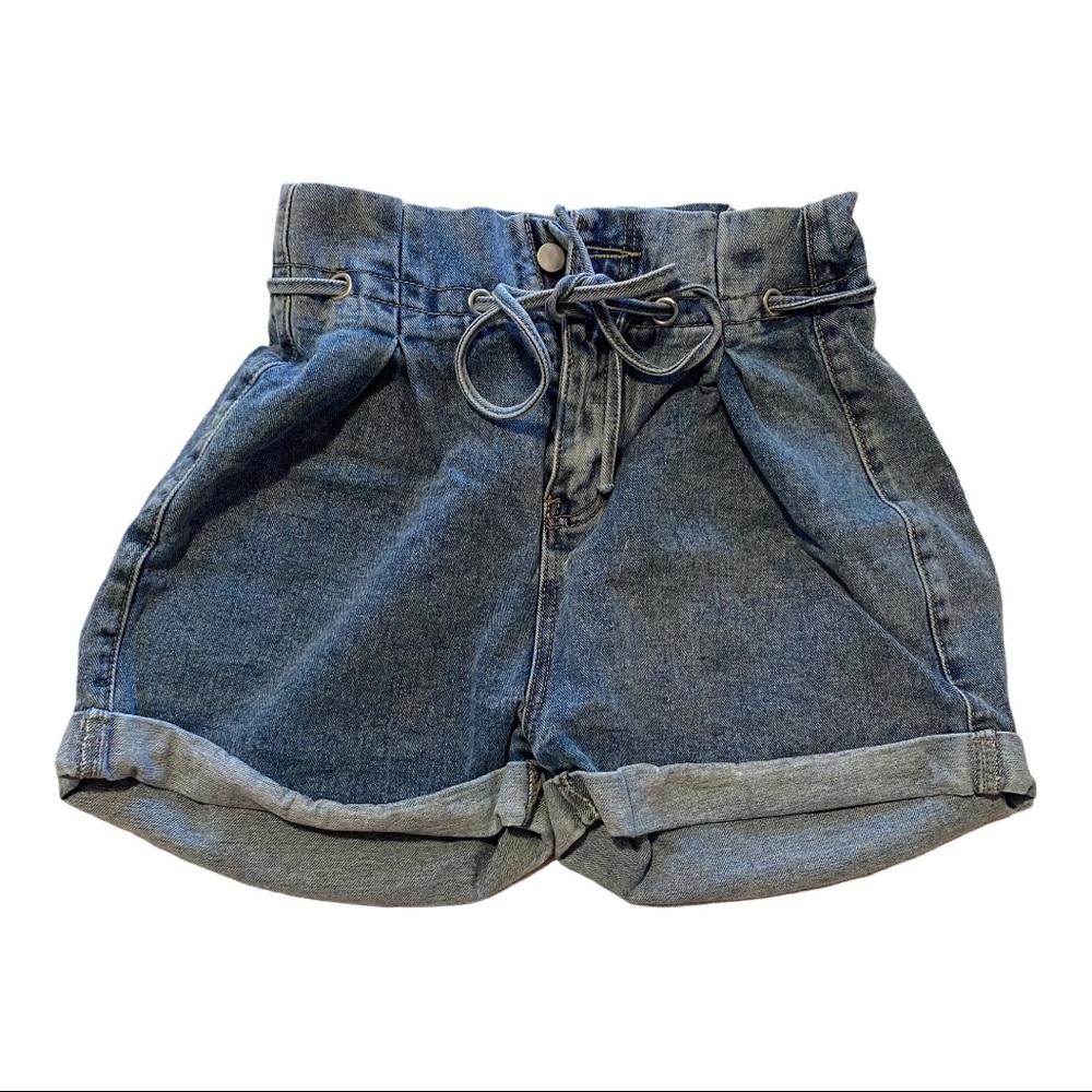 vintage vintage Paper bag denim shorts high waist